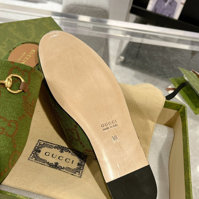 GG & ADIDAS MULE HORSEBIT BUCKLE OLIVE CANVAS