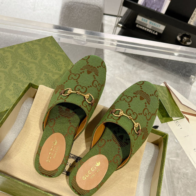 GG & ADIDAS MULE HORSEBIT BUCKLE OLIVE CANVAS