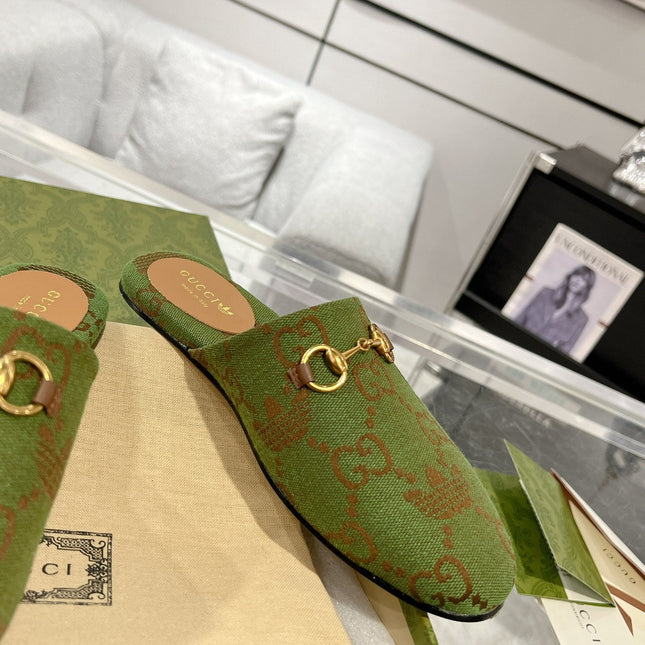 GG & ADIDAS MULE HORSEBIT BUCKLE OLIVE CANVAS