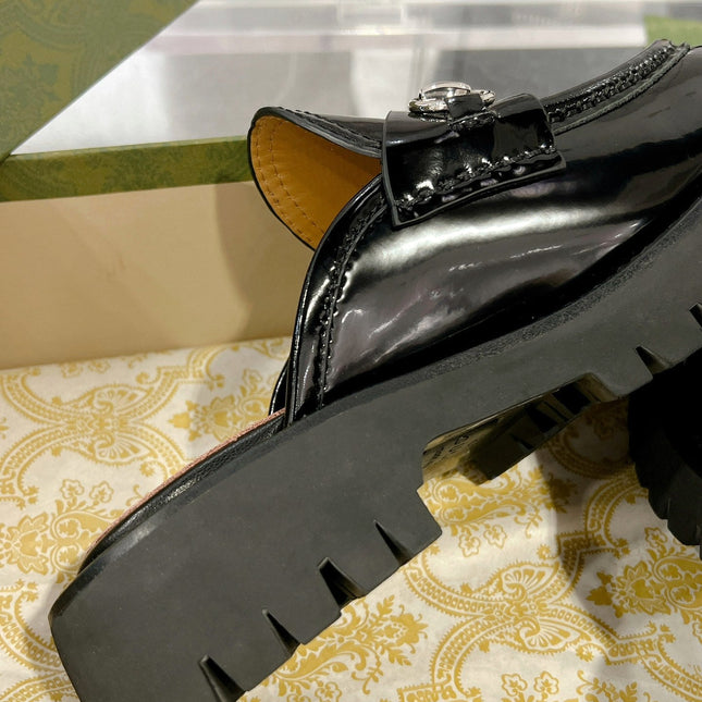 GG MULE WITH HORSEBIT GLOSSY BLACK CALFSKIN