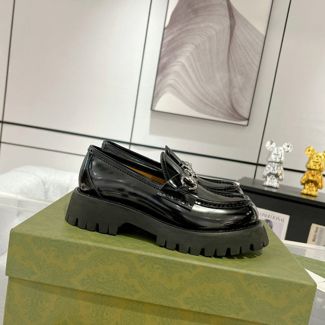 GG LOAFER WITH HORSEBIT GLOSSY BLACK CALFSKIN