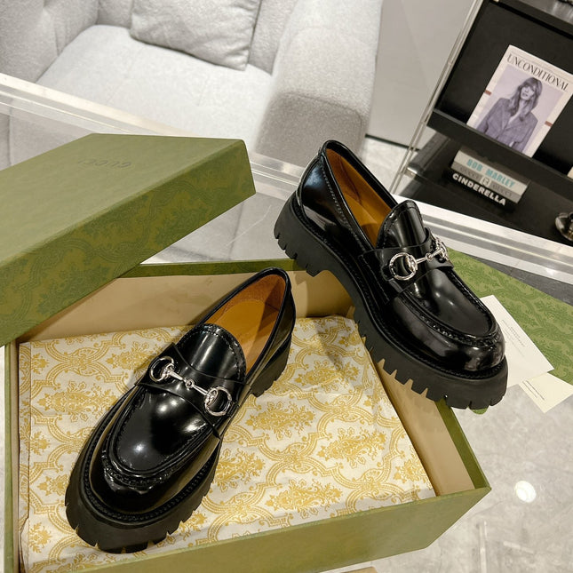 GG LOAFER WITH HORSEBIT GLOSSY BLACK CALFSKIN
