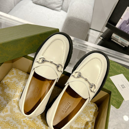GG LOAFER WITH HORSEBIT WHITE CALFSKIN