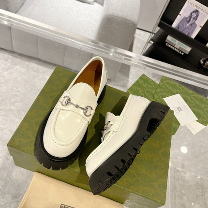 GG LOAFER WITH HORSEBIT WHITE CALFSKIN