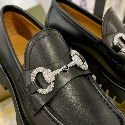 GG CRYSTAL LOAFER WITH HORSEBIT BLACK CALFSKIN