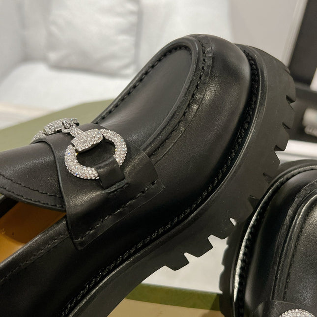 GG CRYSTAL LOAFER WITH HORSEBIT BLACK CALFSKIN