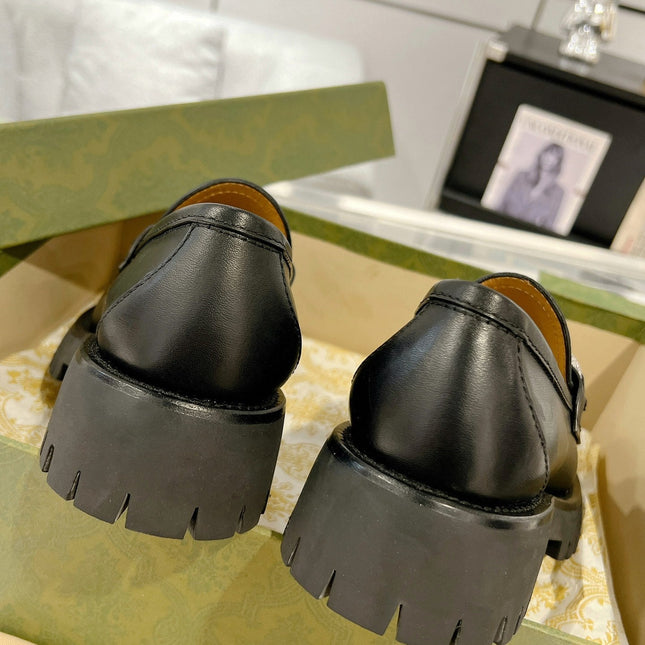 GG CRYSTAL LOAFER WITH HORSEBIT BLACK CALFSKIN
