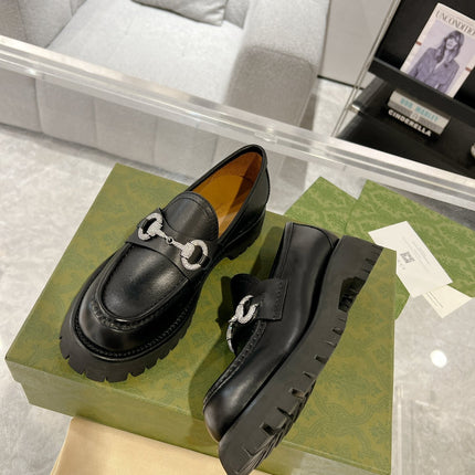 GG CRYSTAL LOAFER WITH HORSEBIT BLACK CALFSKIN