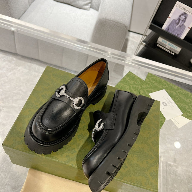 GG CRYSTAL LOAFER WITH HORSEBIT BLACK CALFSKIN