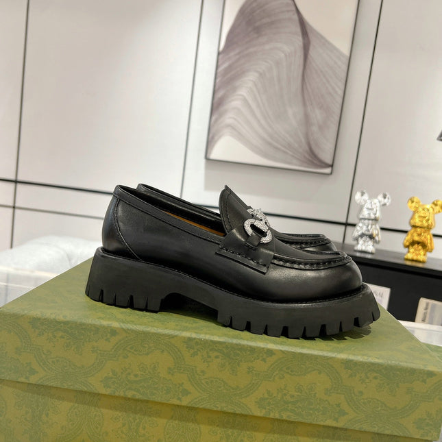 GG CRYSTAL LOAFER WITH HORSEBIT BLACK CALFSKIN