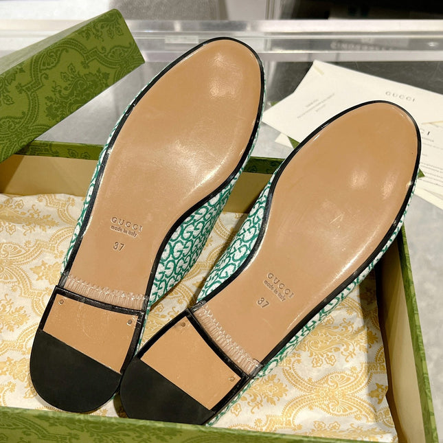 MEN'S MULE WITH HORSEBIT IN MINT GREEN MONOGRAM JACQUARD FABRIC