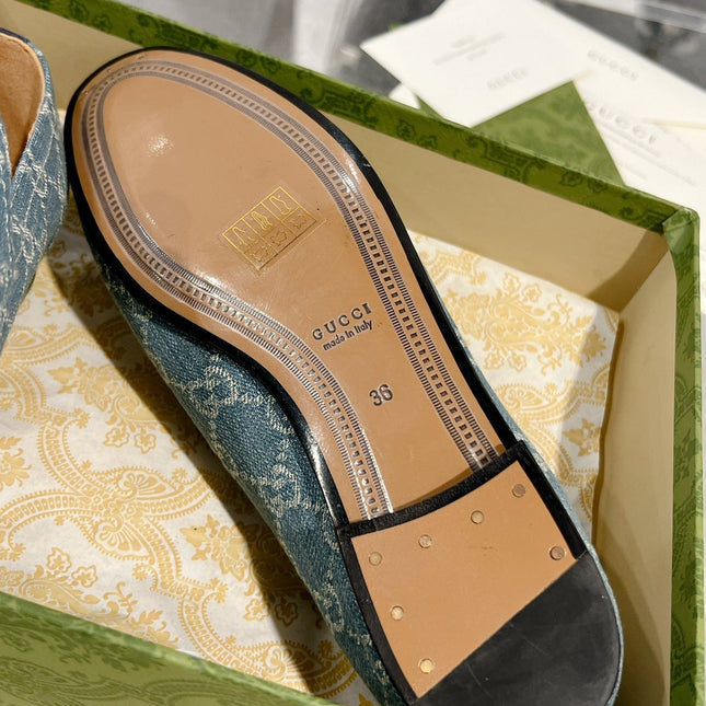 MEN'S LOAFER WITH HORSEBIT IN SAPHIRE BLUE MONOGRAM JACQUARD FABRIC