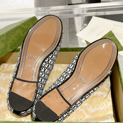 MEN'S LOAFER WITH HORSEBIT IN BLACK MIX WHITE MONOGRAM JACQUARD FABRIC