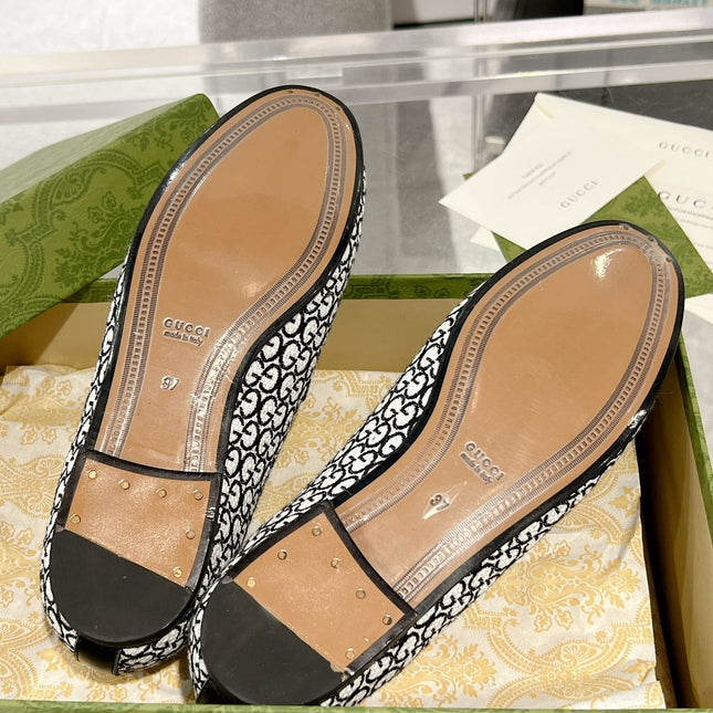 MEN'S LOAFER WITH HORSEBIT IN BLACK MIX WHITE MONOGRAM JACQUARD FABRIC