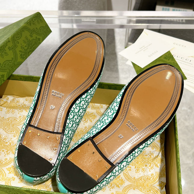 MEN'S LOAFER WITH HORSEBIT IN MINT GREEN MONOGRAM JACQUARD FABRIC