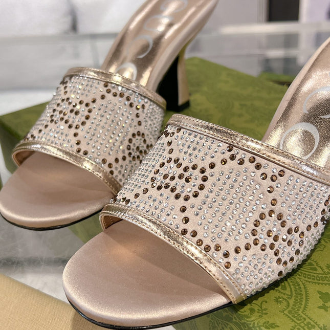 GG CRYSTALS HIGH SANDAL CREAM CANVAS