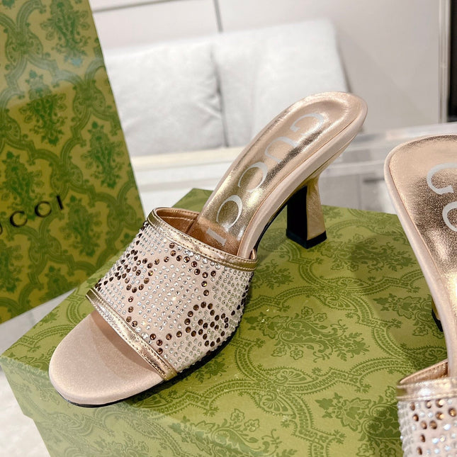 GG CRYSTALS HIGH SANDAL CREAM CANVAS