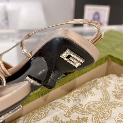 GG CRYSTALS SLINGBACK PUMP CREAM FABRIC