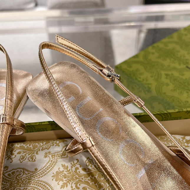 GG CRYSTALS SLINGBACK PUMP CREAM FABRIC