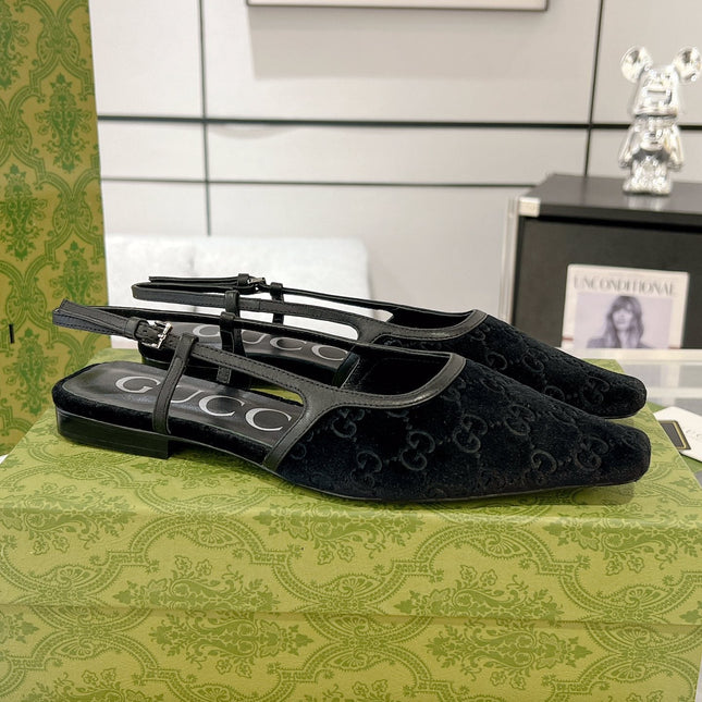 GG SLINGBACK FLATS BLACK VELVET
