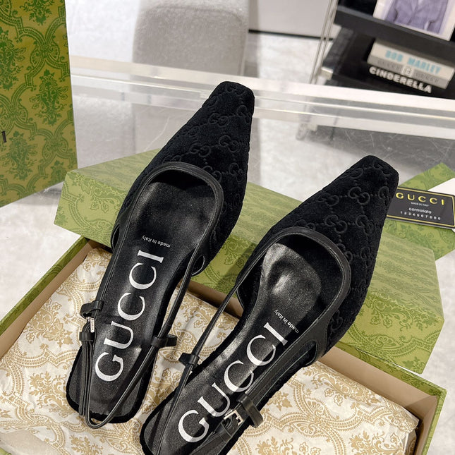 GG SLINGBACK FLATS BLACK VELVET