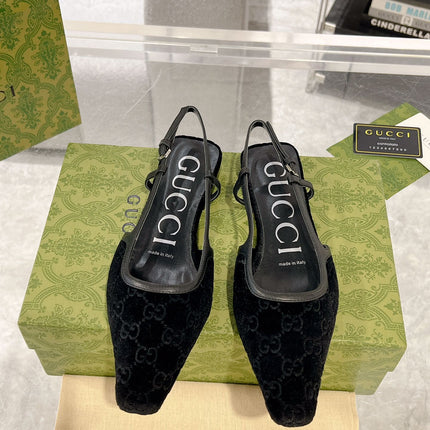 SLINGBACK FLATS IN BLACK VELVET