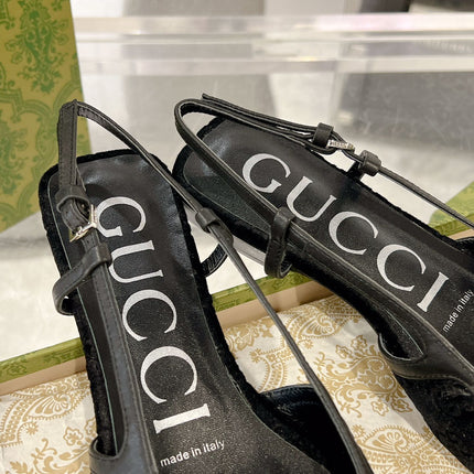 GG SLINGBACK FLATS BLACK VELVET