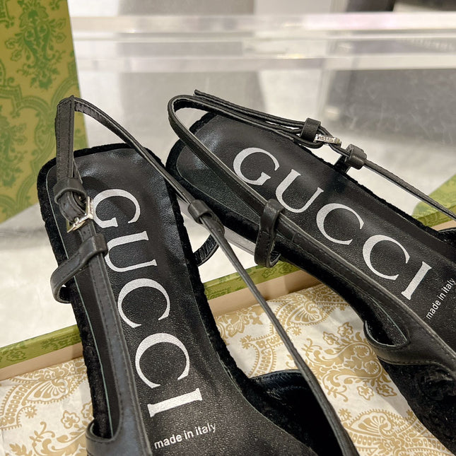 GG SLINGBACK FLATS BLACK VELVET