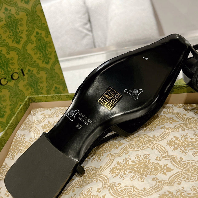 GG SLINGBACK FLATS BLACK VELVET