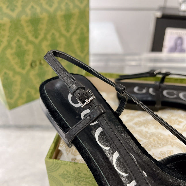 GG SLINGBACK FLATS BLACK VELVET