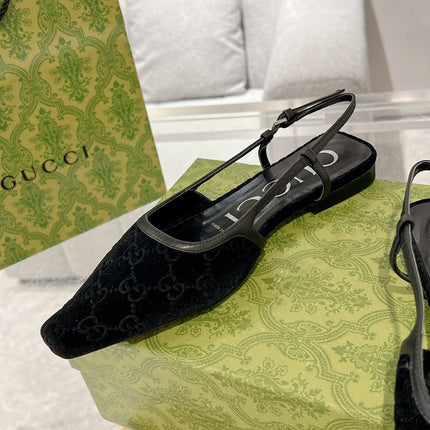 GG SLINGBACK FLATS BLACK VELVET