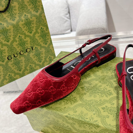 GG SLINGBACK FLATS CHERRY VELVET