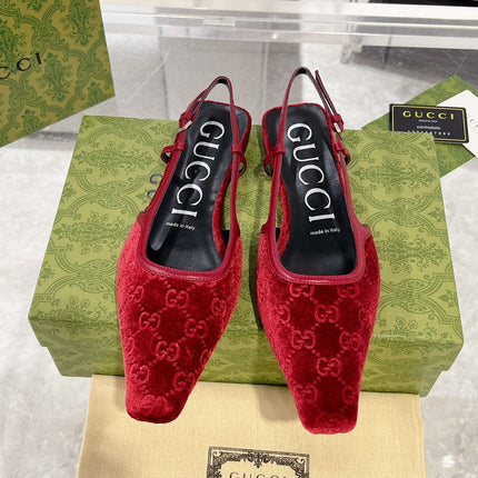 GG SLINGBACK FLATS CHERRY VELVET