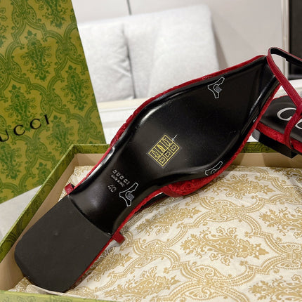 GG SLINGBACK FLATS CHERRY VELVET