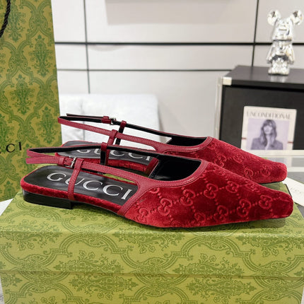 GG SLINGBACK FLATS CHERRY VELVET