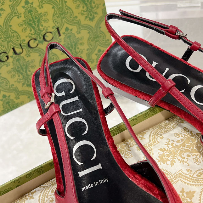 GG SLINGBACK FLATS CHERRY VELVET