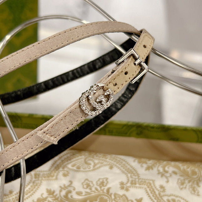 GG CRYSTAL CREAM HIGH HEEL SANDALS SATIN