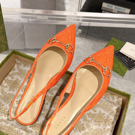 GG HORSEBIT SLINGBACK BALLET FLAT ORANGE CANVAS