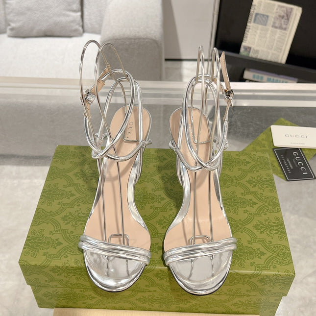 GG 105 STRAPPY SANDAL SILVER CALFSKIN
