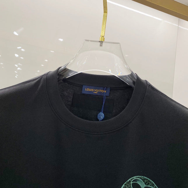 LV T-SHIRT BLACK COTTON HAND-PAINTED LOGO 238850