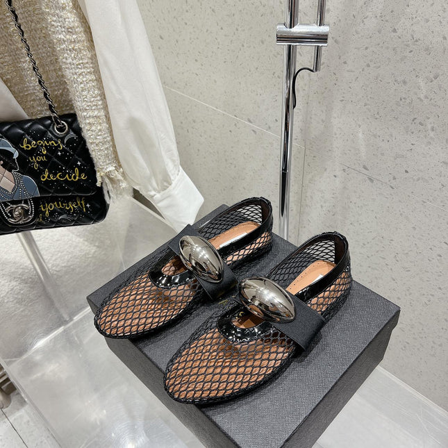 ALAIA MARY JANE SHOES IN BLACK MESH WITH BLACK - TONED HARDWARE
