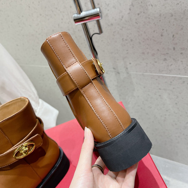 VLOGO SIGNATURE COPPER BROWN CALFSKIN ANKLE BOOT 30MM