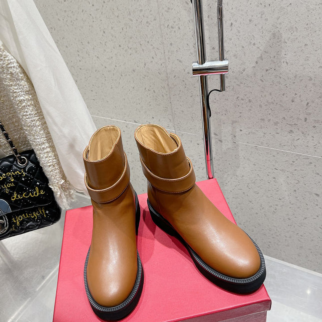 VLOGO SIGNATURE COPPER BROWN CALFSKIN ANKLE BOOT 30MM