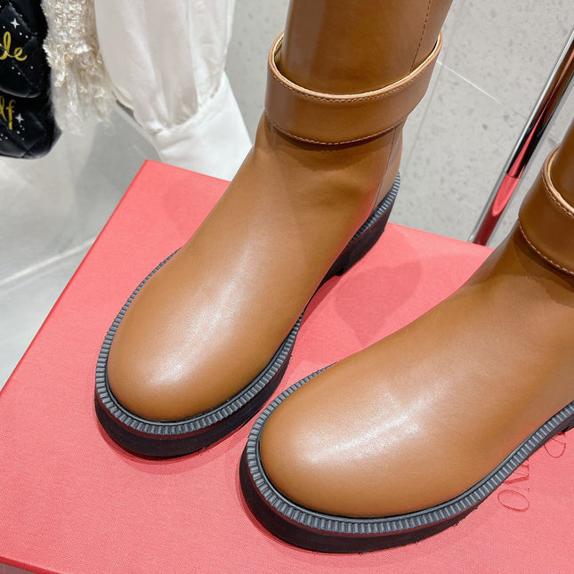 VLOGO SIGNATURE COPPER BROWN CALFSKIN ANKLE BOOT 30MM