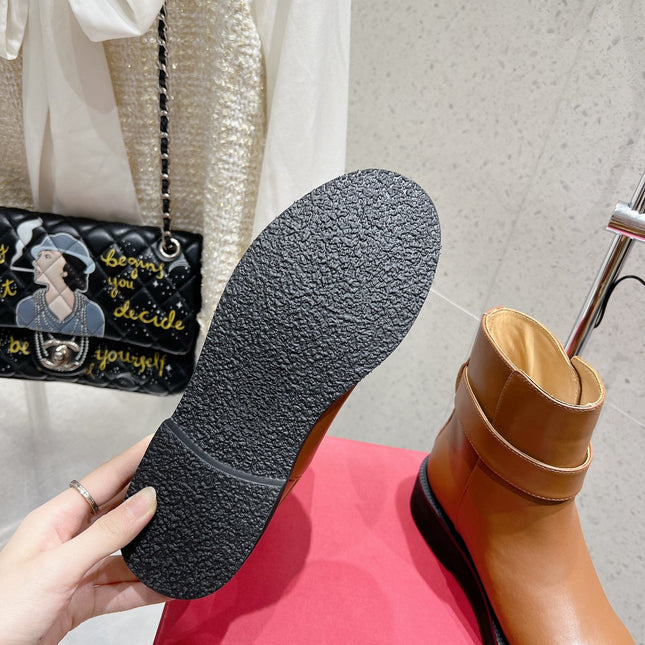 VLOGO SIGNATURE COPPER BROWN CALFSKIN ANKLE BOOT 30MM