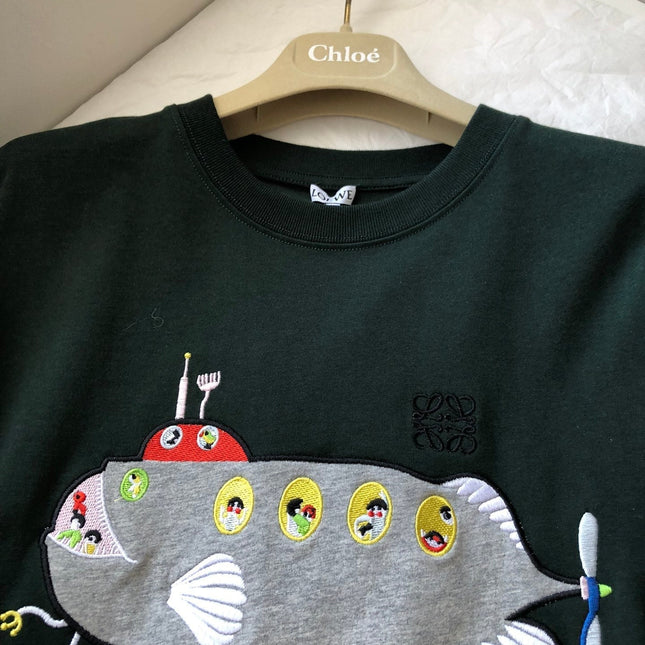 Loewe Submarine T-shirt Green Cotton