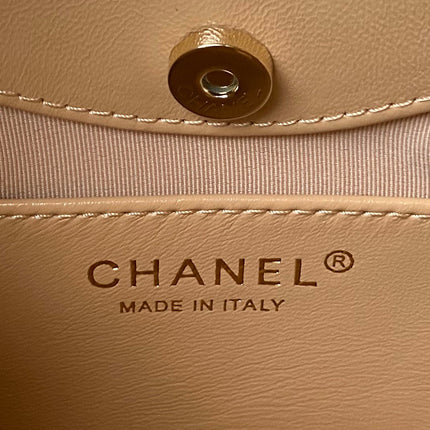 CHANEL 25S TOP HANDLE 20 CM IN DARK BEIGE LAMBSKIN