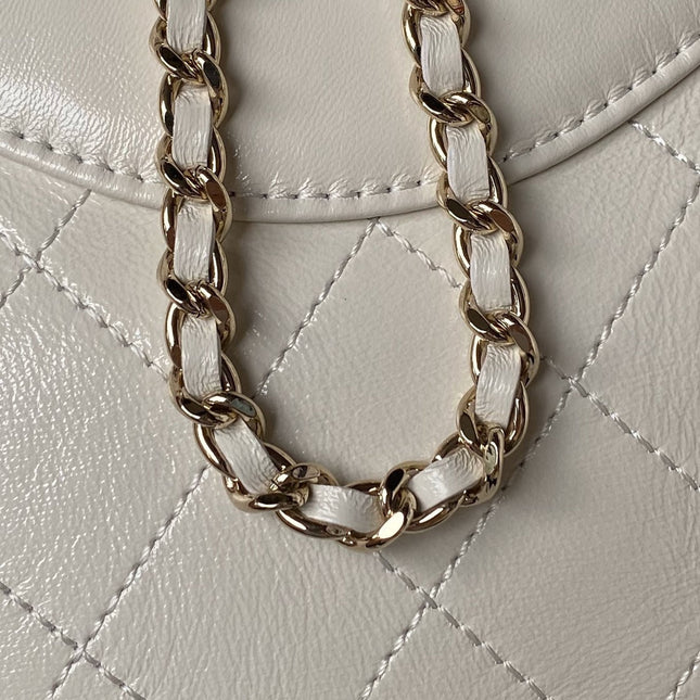 CHANEL 25S TOP HANDLE 20 CM IN CREAM WHITE LAMBSKIN