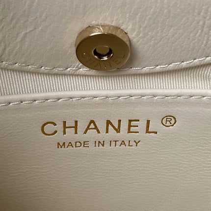 CHANEL 25S TOP HANDLE 20 CM IN CREAM WHITE LAMBSKIN