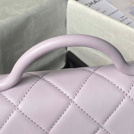 CHANEL 25S FLAP BAG 18 CM IN LIGHT PURPLE LAMBSKIN WITH TOP HANDLE